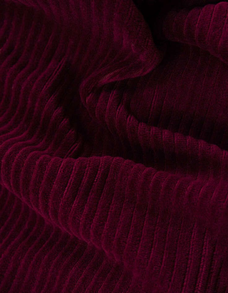Robe zipp&eacute;e bordeaux maille velours c&ocirc;tel&eacute;e I.Code-9
