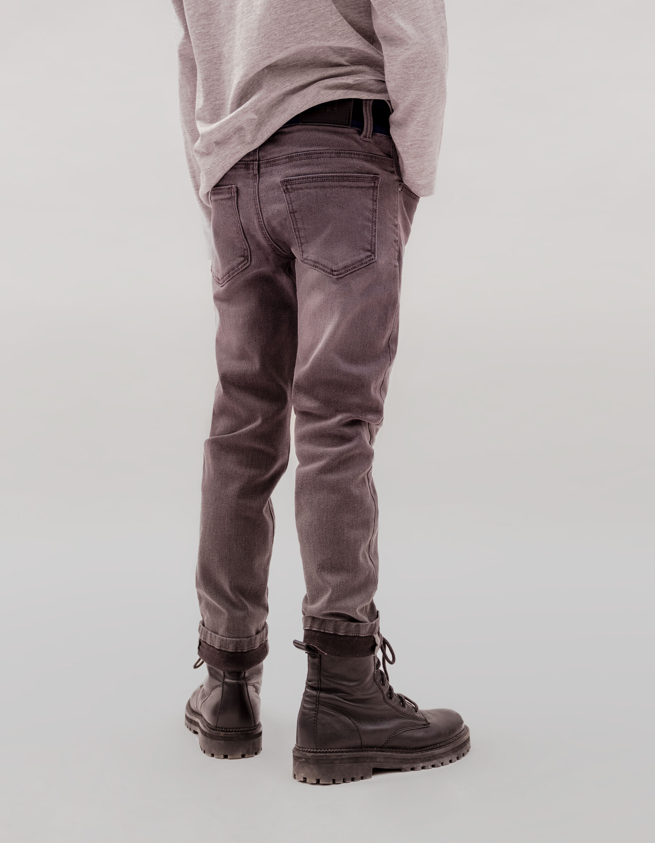 Grey SLIM jeans with wide striped waistband for boys IKKS