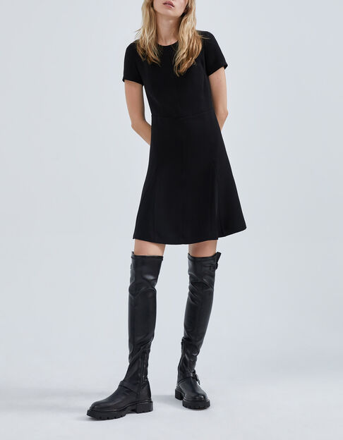 Vestido negro reciclado pespuntes a juego mujer - IKKS