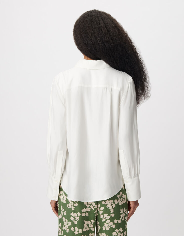 Blouse fluide blanche col chemise Femme-3