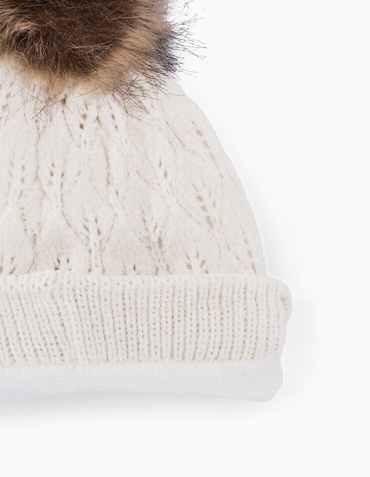 Gorro blanco roto punto calado niña-3 Gorro blanco roto punto calado niña-3