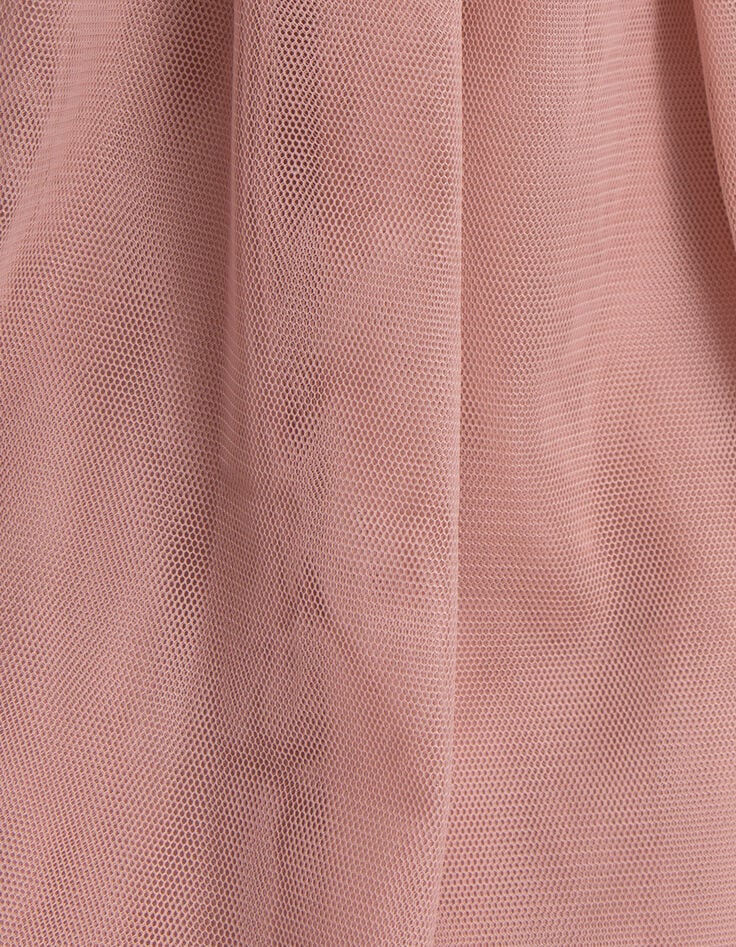 Falda midi de tul rosa de niña-6