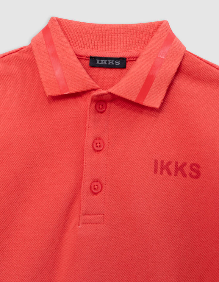 Rotes Jungen-Poloshirt, Gummistreifen am Kragen-4