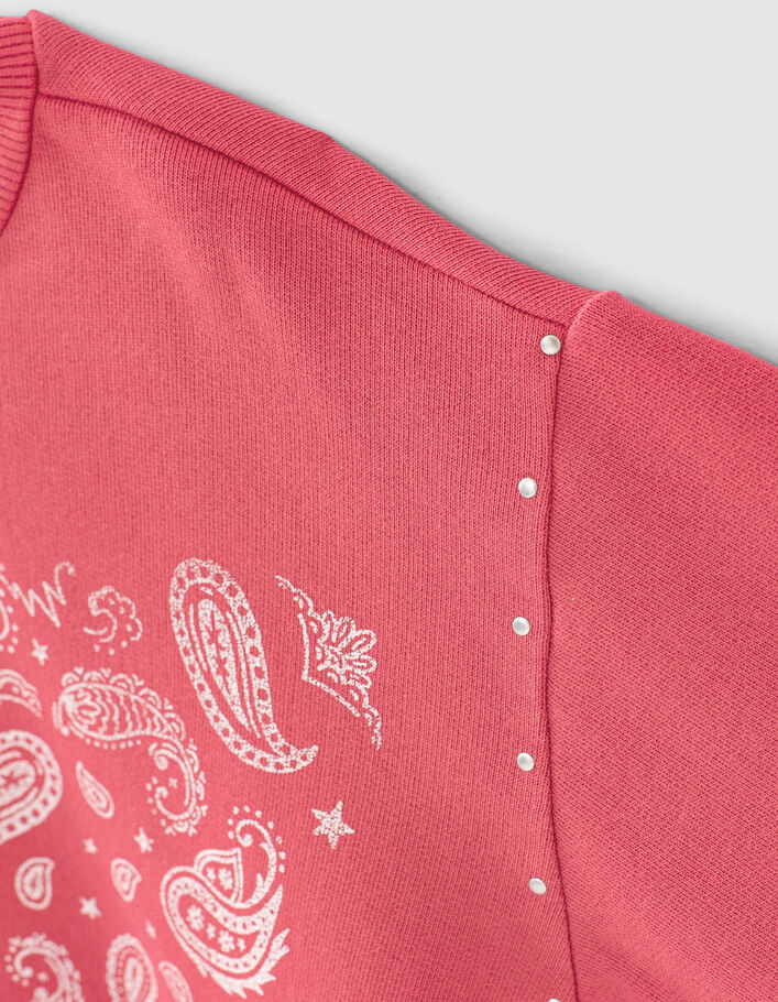 Sweat fuchsia visuel cachemire et clous fille-5