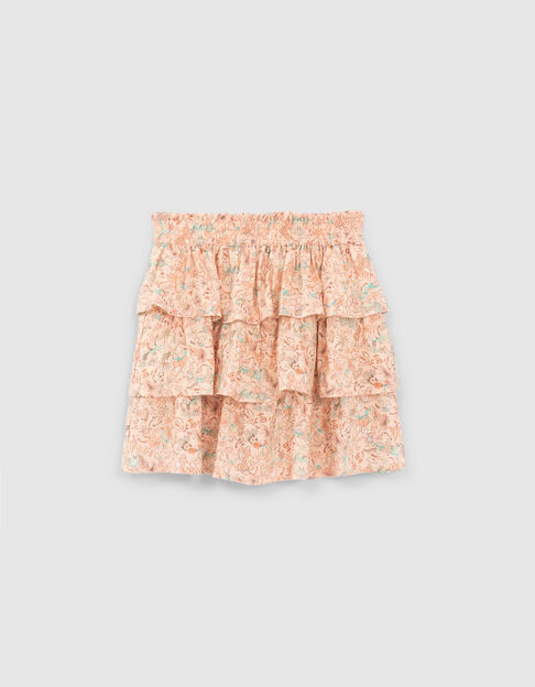 Girls’ peach floral print Lenzing™ Ecovero™ viscose skirt - IKKS
