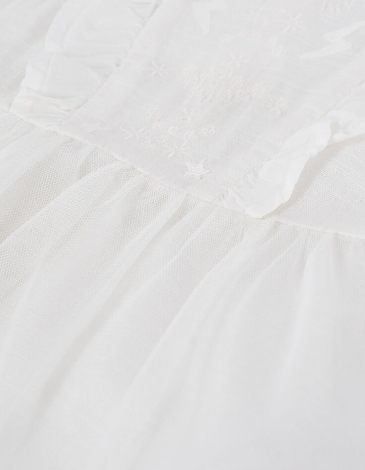Robe tutu blanc cassé bi matière à volants bébé fille-6 Robe tutu blanc cassé bi matière à volants bébé fille-6