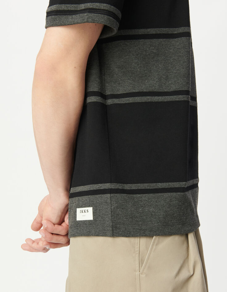 Graues Herren-T-Shirt kurze &Auml;rmel breite schwarze Streifen-3