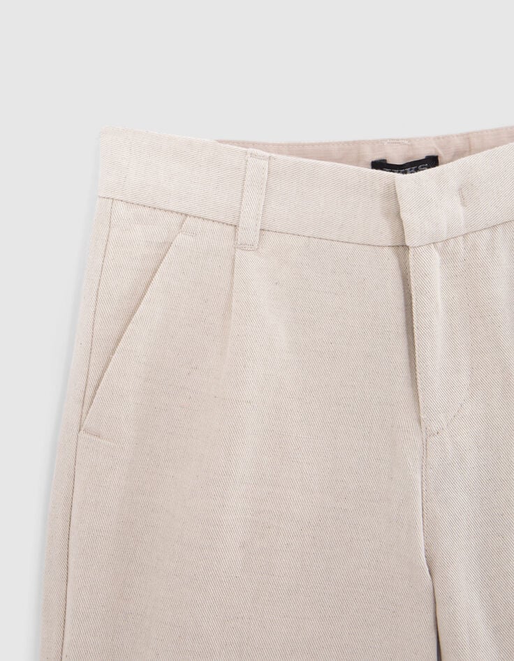 Bermuda beige coton lin garçon-3