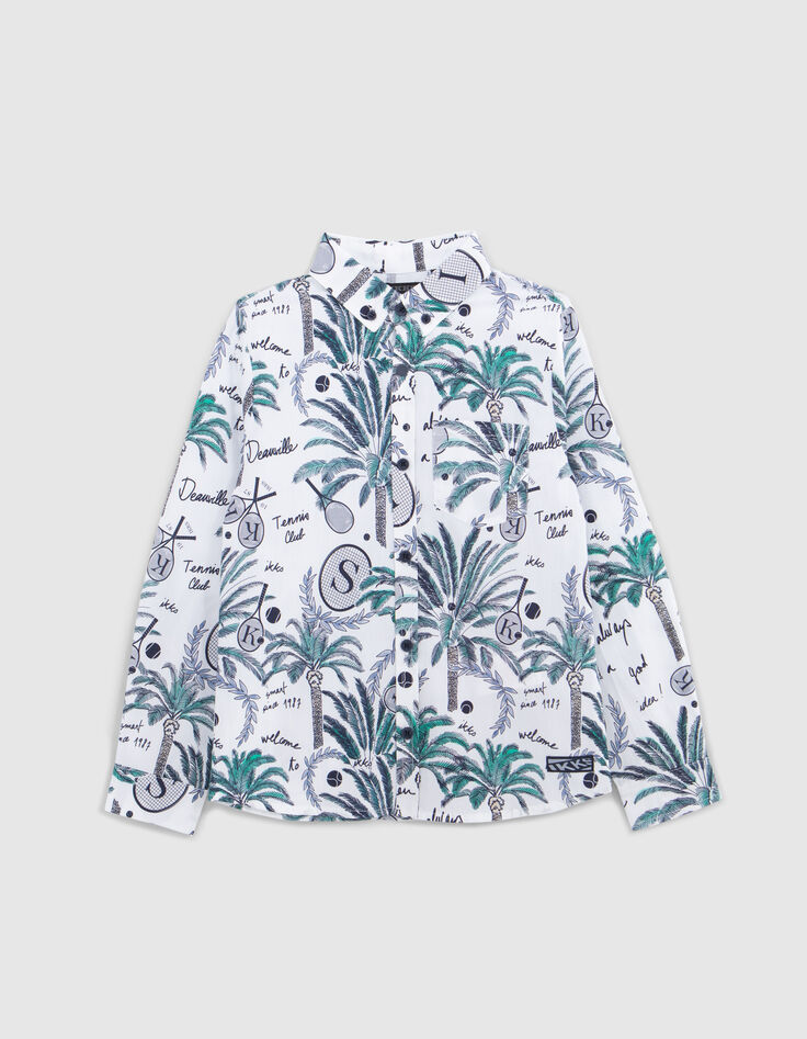 Camisa blanca palmeras y deportivas niño-1