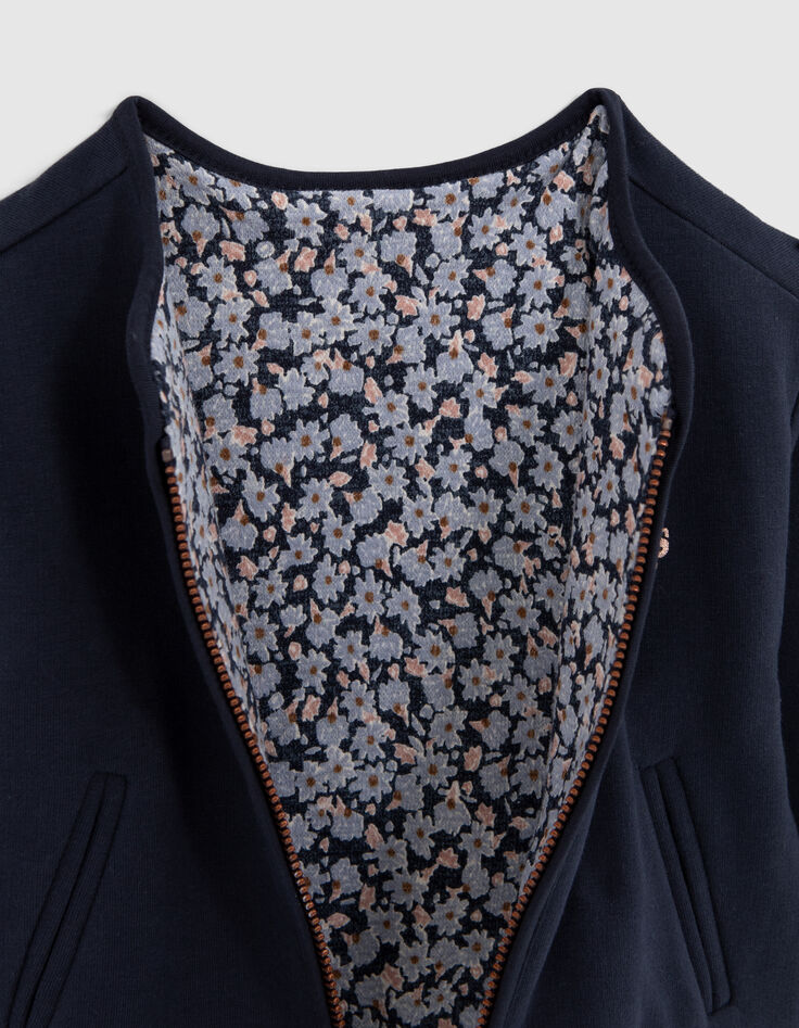 Cardigan réversible marine et fleurs bébé fille-6 Cardigan réversible marine et fleurs bébé fille-6
