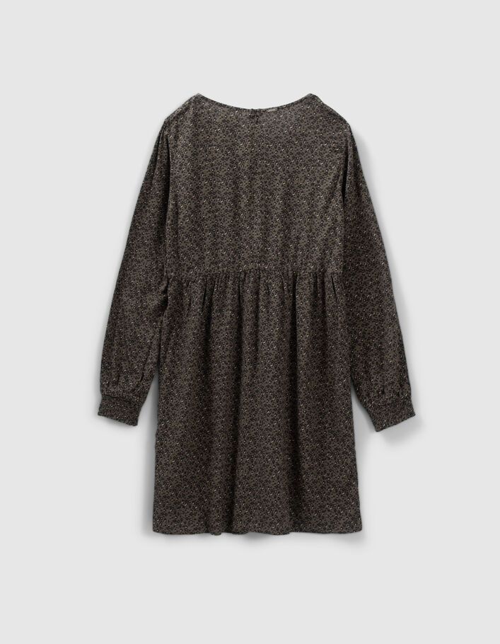 Khaki Mädchenkleid LENZING™ ECOVERO™ mit Leopardentupfen-4