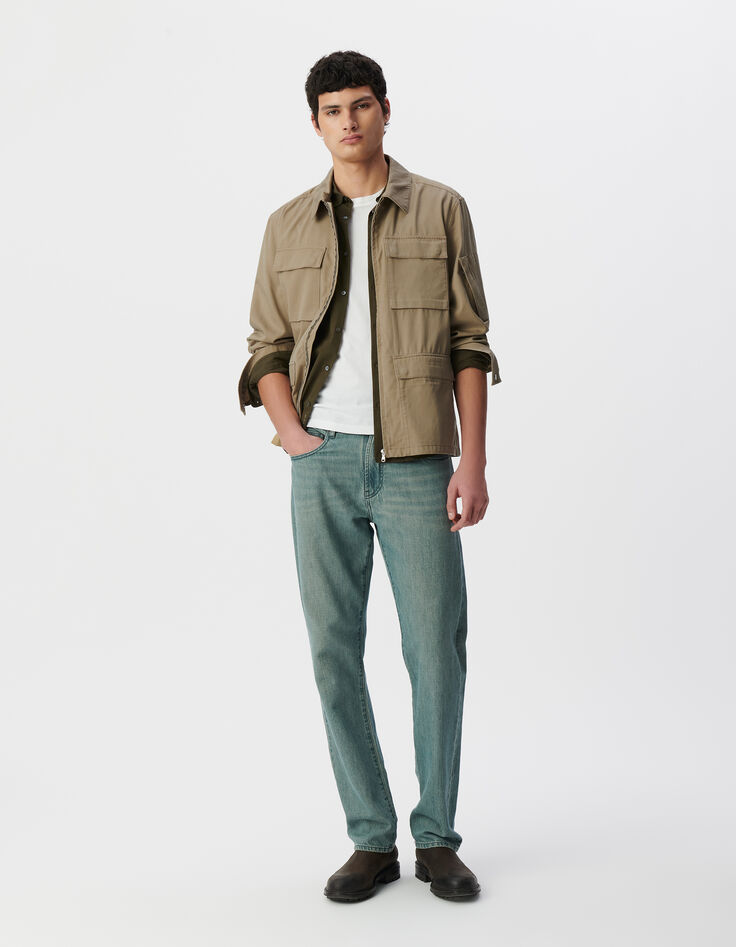 Veste saharienne beige zippée cinq poches Homme-7