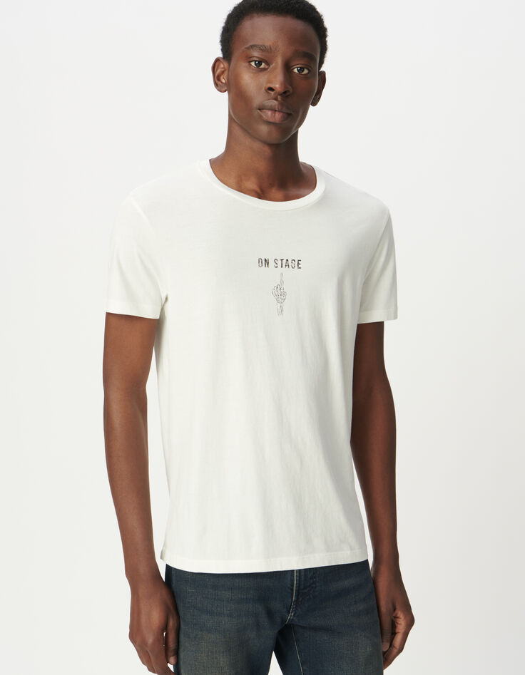 Weißes Herren-T-Shirt kurze Ärmel Handmotiv-2
