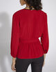 Women’s red viscose blouse with lace neckline-2