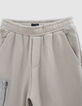 Bermuda LOOSE vert coton bio poche zippée garçon-5