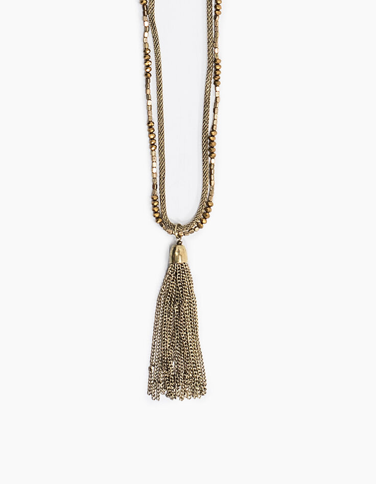 Long gold tassel necklace-2