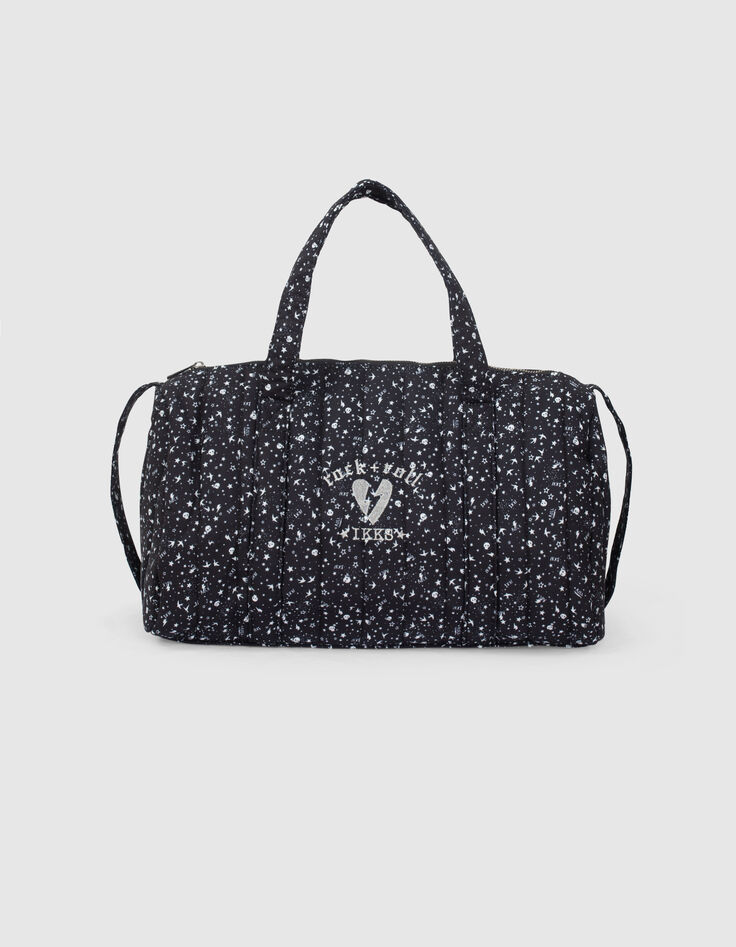 Schwarze M&auml;dchenbowlingtasche mit dezentem Rocker-Print-1