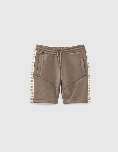 Bermuda kaki foncé molleton avec typo côtés garçon  - IKKS