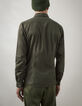 Khaki SLIM-Herrenhemd mit dezentem Print-3