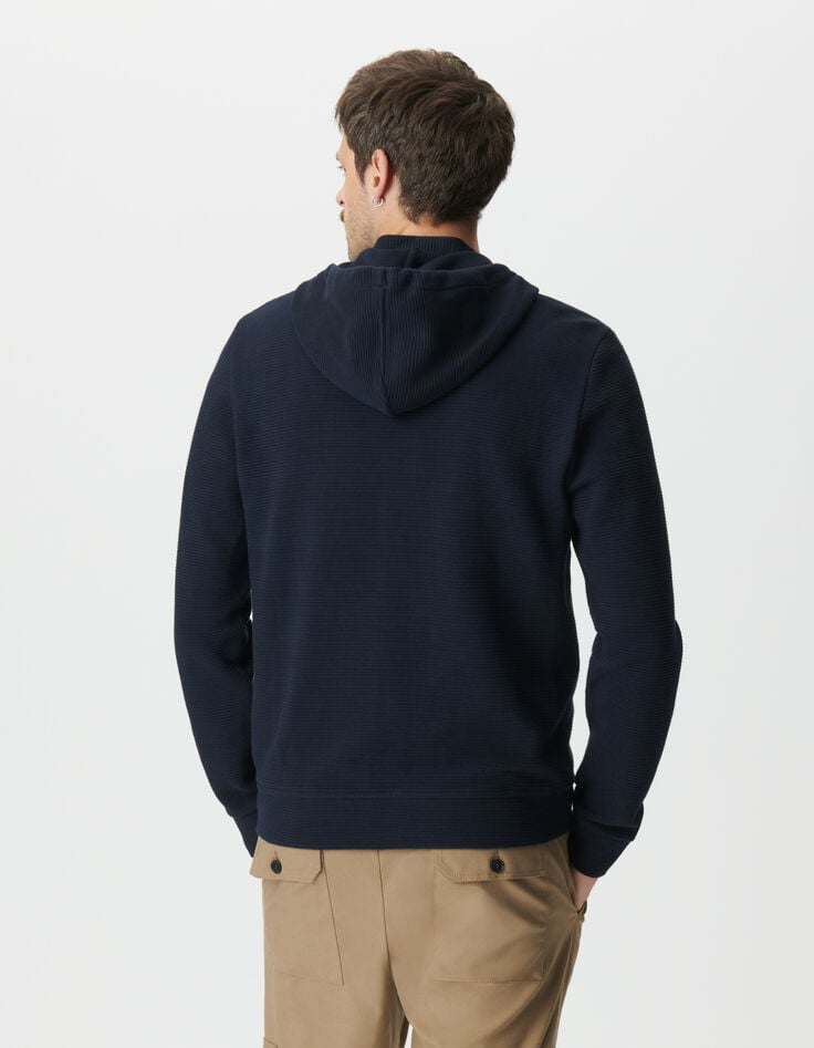 Cardigan marine coton bio maille Ottoman à capuche Homme-4 Cardigan marine coton bio maille Ottoman à capuche Homme-4
