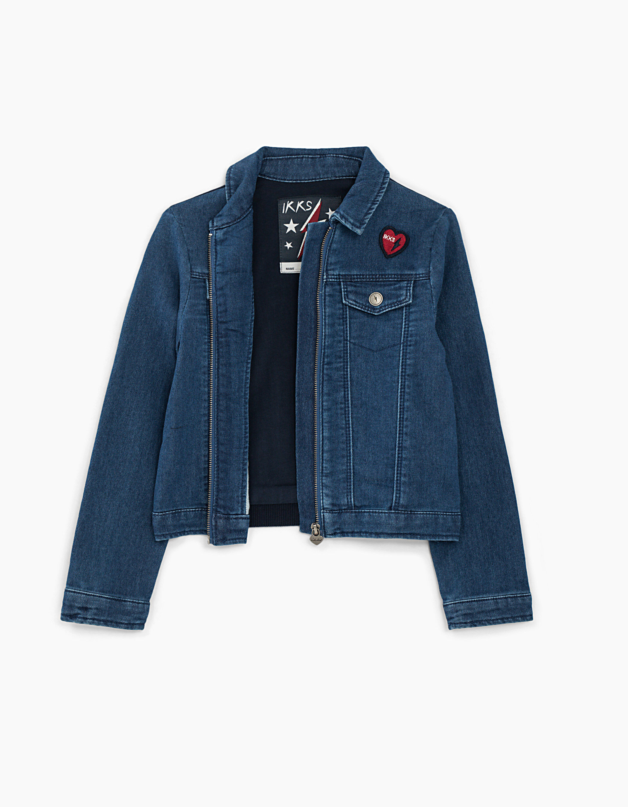 Girls knitlook zipped denim jacket IKKS