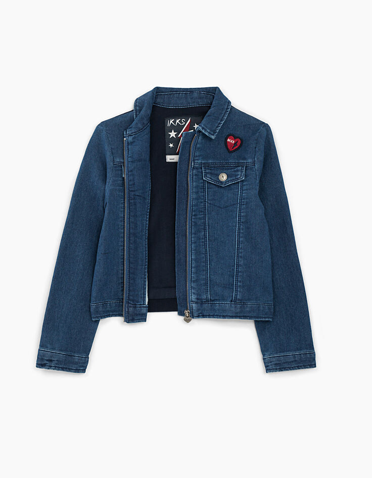 Veste en jean zippée en maille knitlook fille-7