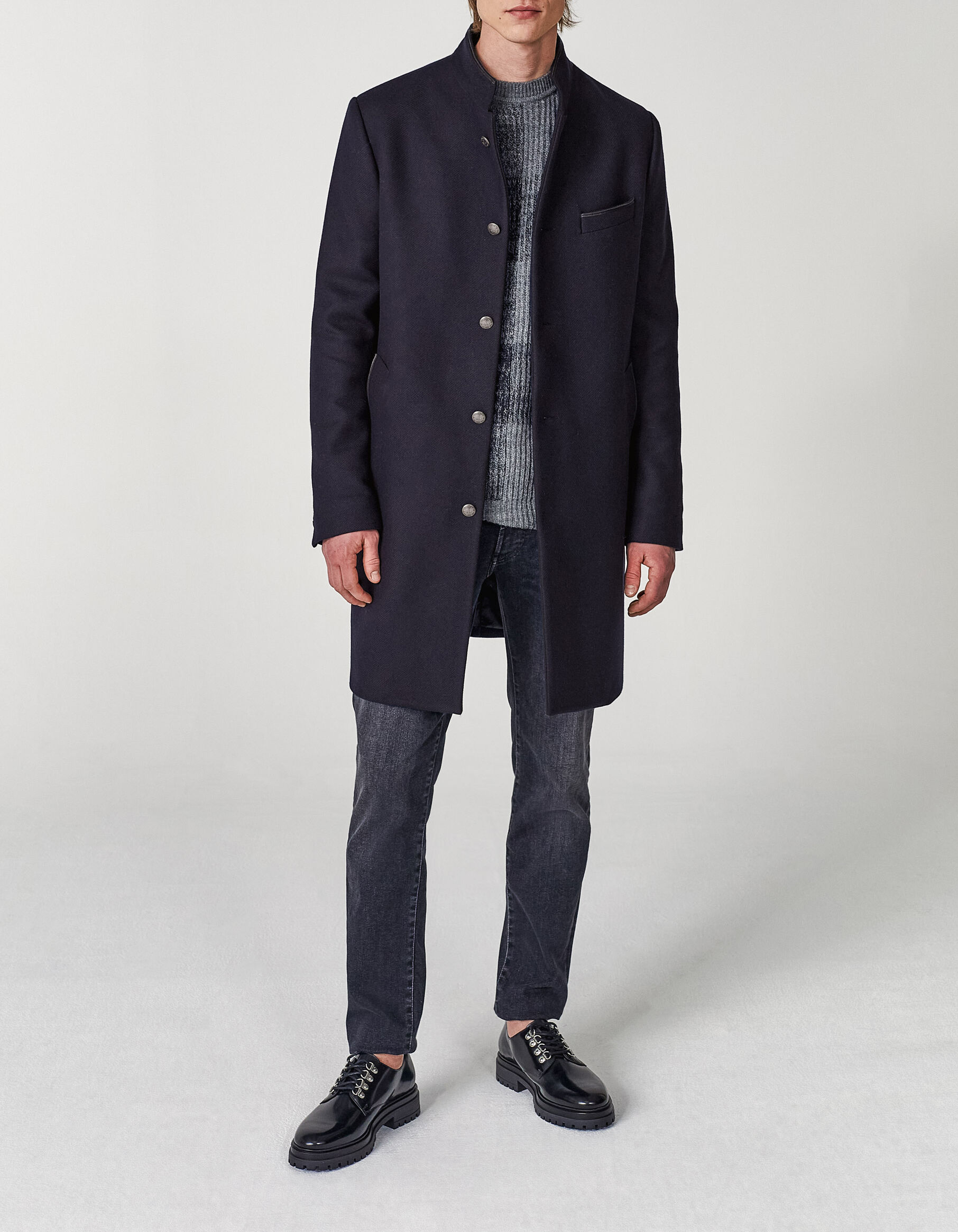 Men s dark navy officer style coat