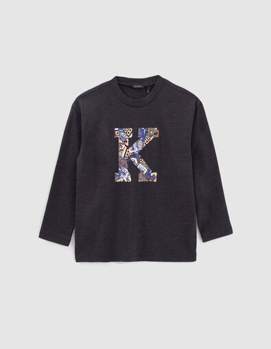 Camiseta azul marino maxi letra K insignias ni&ntilde;o - IKKS