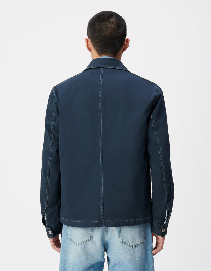 Veste saharienne bleu fonc&eacute; multipoches Homme-4