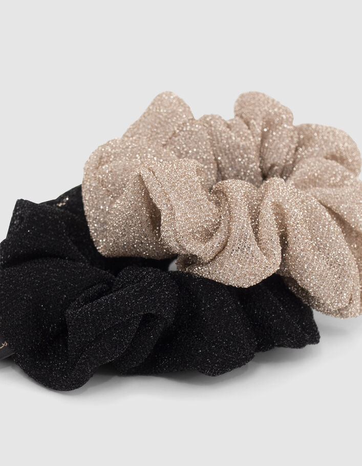Glanzend scrunchies zwart en goud meisjes-5