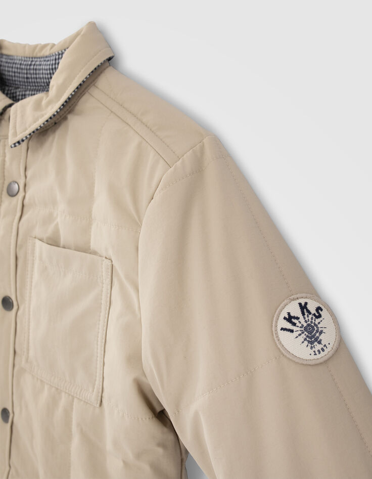 Veste réversible beige et vichy garçon-4