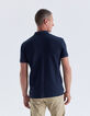 Marineblaues Herrenpoloshirt mit Zopfrelief-3