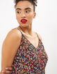 Vestido largo negro estampado florecitas multico I.Code -4