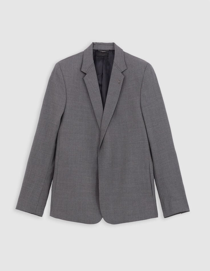 Men&rsquo;s grey wool blend suit jacket-6