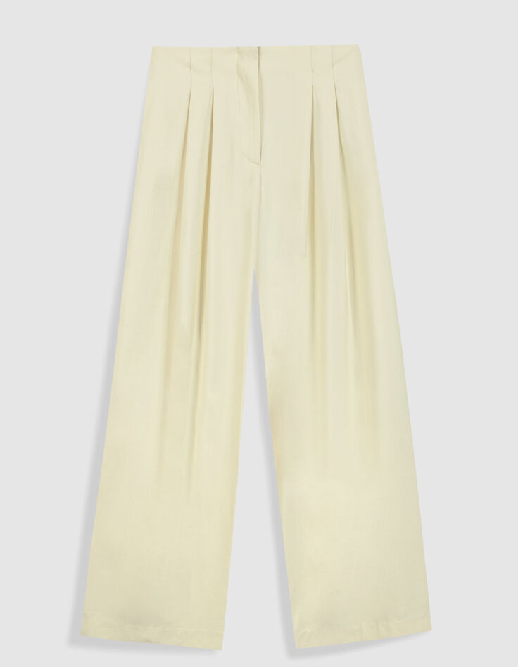 Pantalon large jaune &agrave; pinces Femme-7