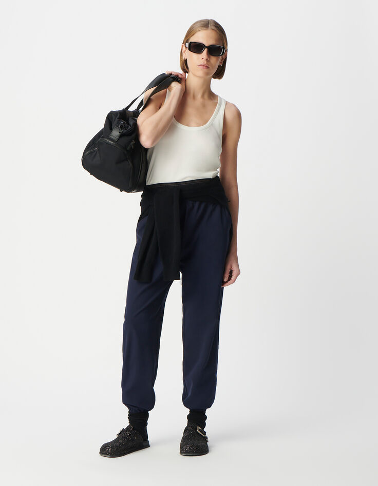 Marineblaue Jogginghose für Damen mit Doppelgürtel-1