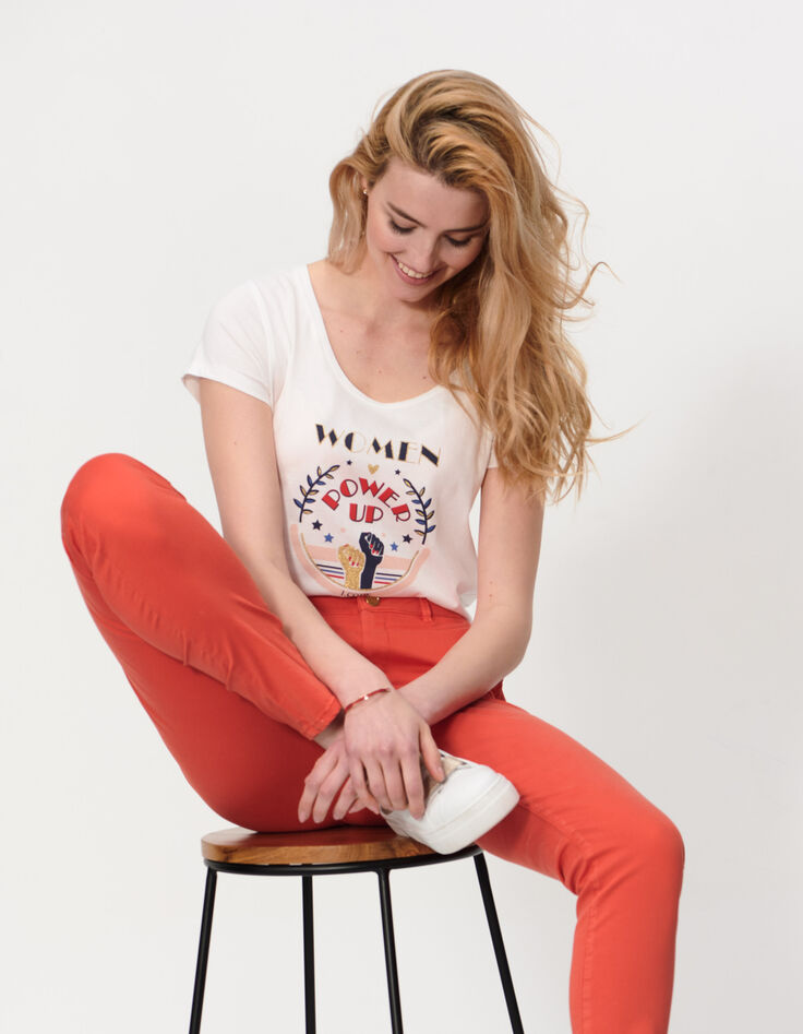 Cremeweißes T-Shirt mit Wappen und Schriftzug I.Code-1