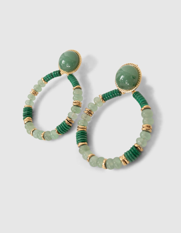 Women’s gold-tone earrings with African turquoise beads - IKKS