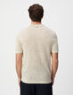 Polo beige punto calado fantas&iacute;a hombre-3