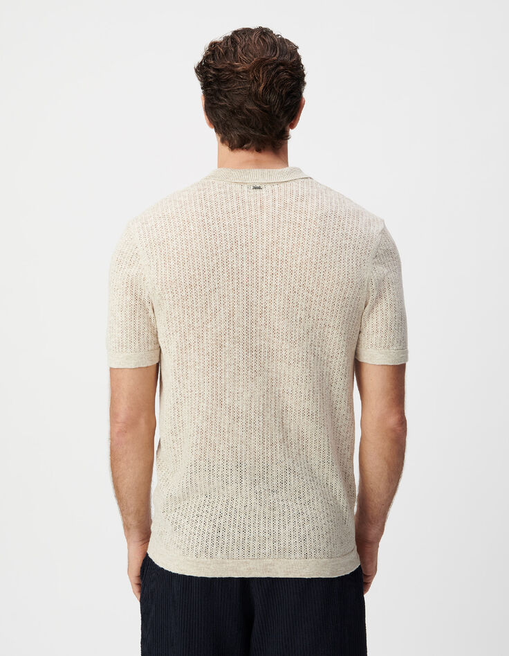 Polo beige punto calado fantas&iacute;a hombre-3