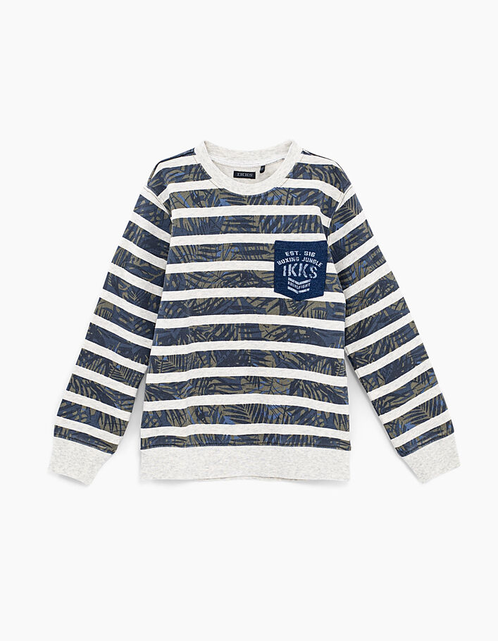 Boys’ putty marl printed stripe sweatshirt - IKKS