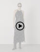 Robe longue noire jacquard lurex papillons Femme-9