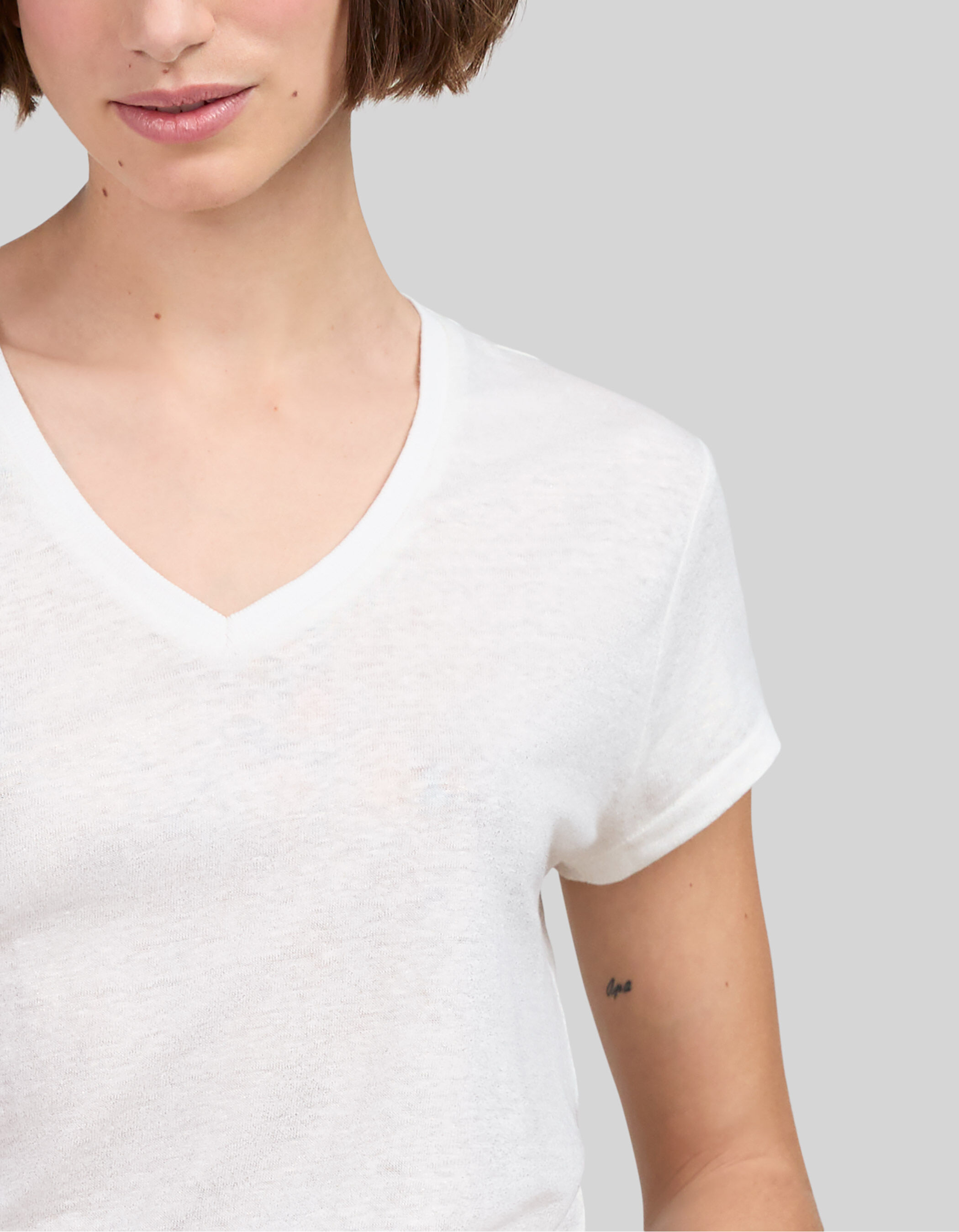 Wit linnen dames T shirt