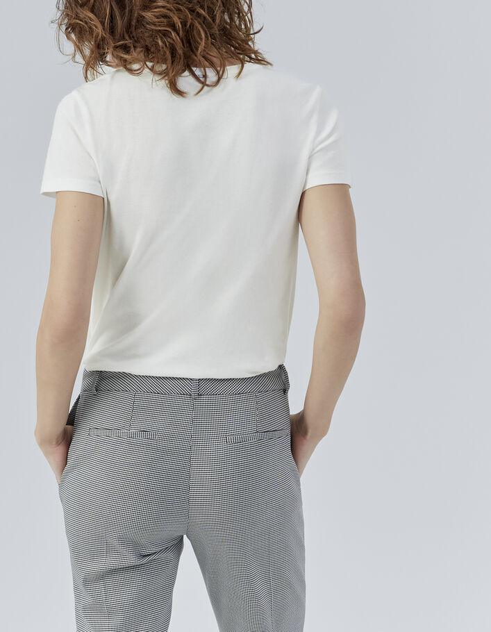 Wit T-shirt in biokatoen met doodshoofdopdruk dames - IKKS
