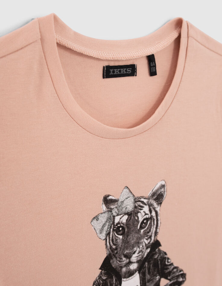 Camiseta rosa tigre motorista niña-5