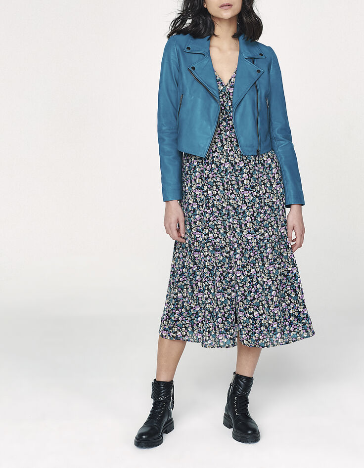Midi jurk in viscose print bloemen dames-6