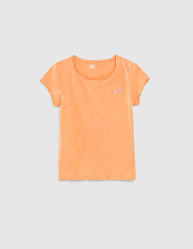 Girls’ apricot organic cotton Essential T-shirt - IKKS