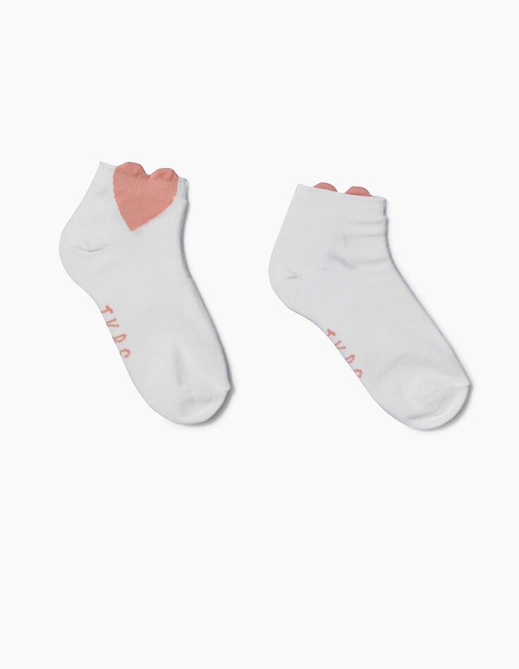 Chaussettes blanc cassé et pêche fille-4