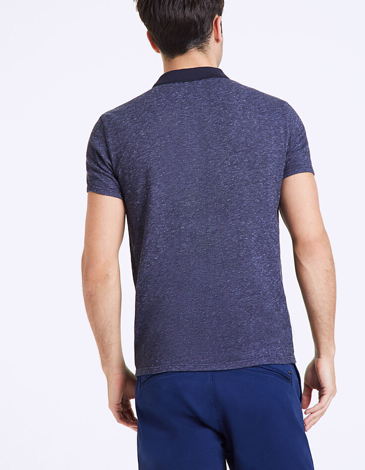 Indigoblauwe herenpolo in piquétricot met doupions-4
