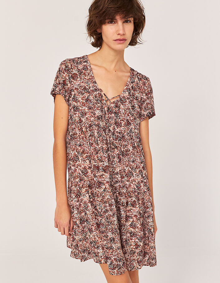 Women’s butterfly print recycled crepe voile short dress - IKKS